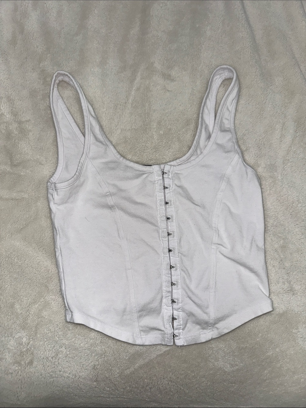 White Hook-and-Eye Tank Top